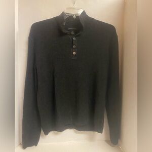 Banana Republic Men's Dark Gray Italian Merino Wool Quarter Button Sweater Large